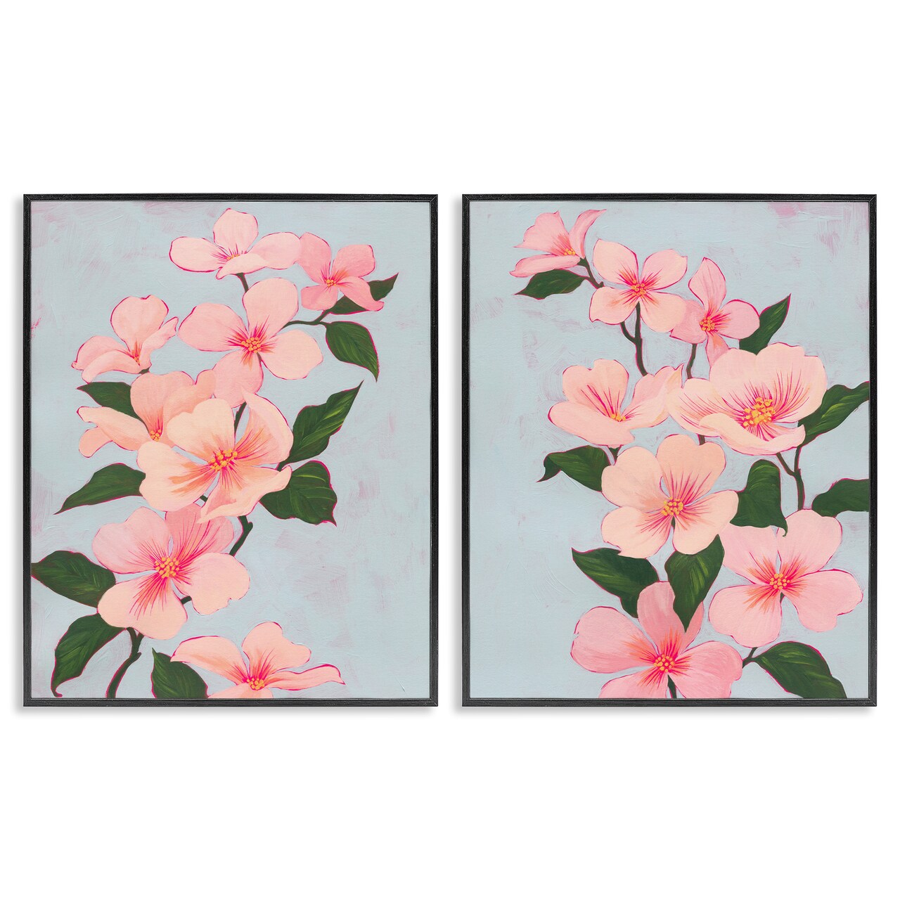 Stupell Industries Pink Cherry Blossom Branch 2 pc Framed Giclee Wall Art Set Design by Grace Popp